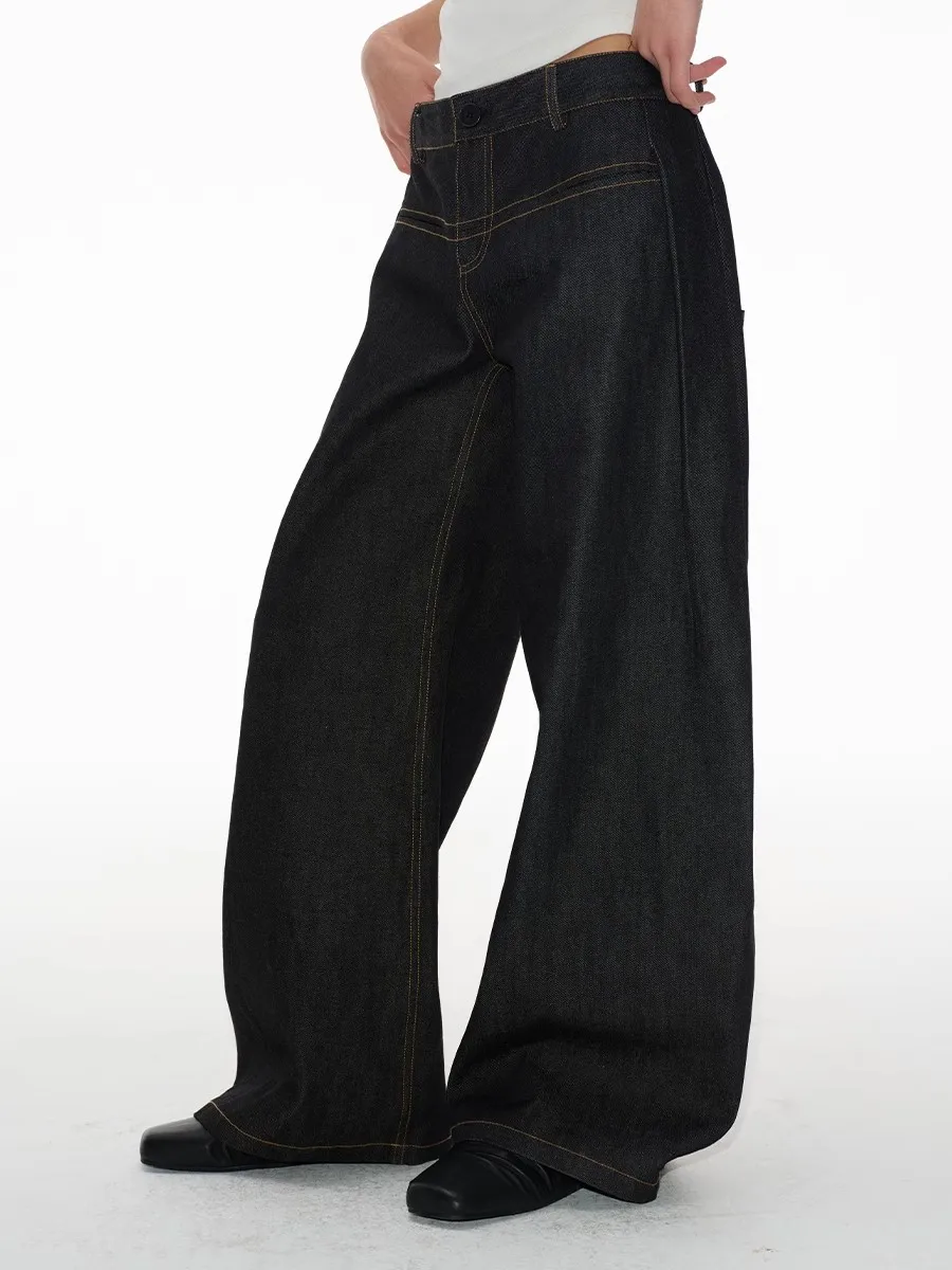 Vintage Baggy Low Waist Jeans Women Y2K Wide Leg Pants Oversized Harajuku White Lace Straight Leg Jeans