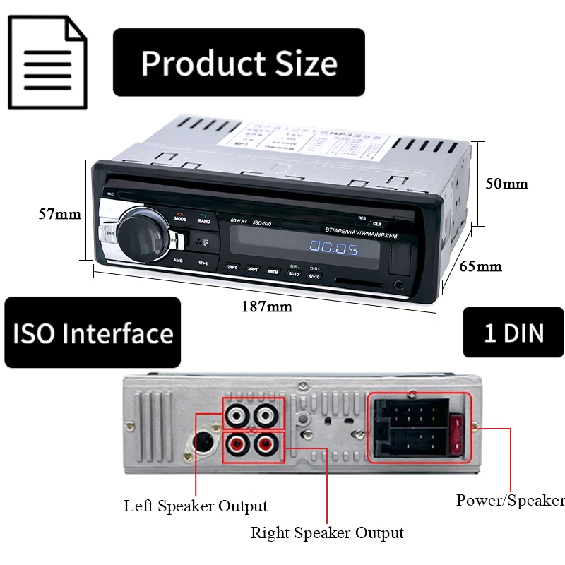 Sinovcle rádio do carro 1 din reprodutor estéreo bluetooth mp3 player 60wx4 rádio fm áudio estéreo música usb/sd com entrada aux no traço