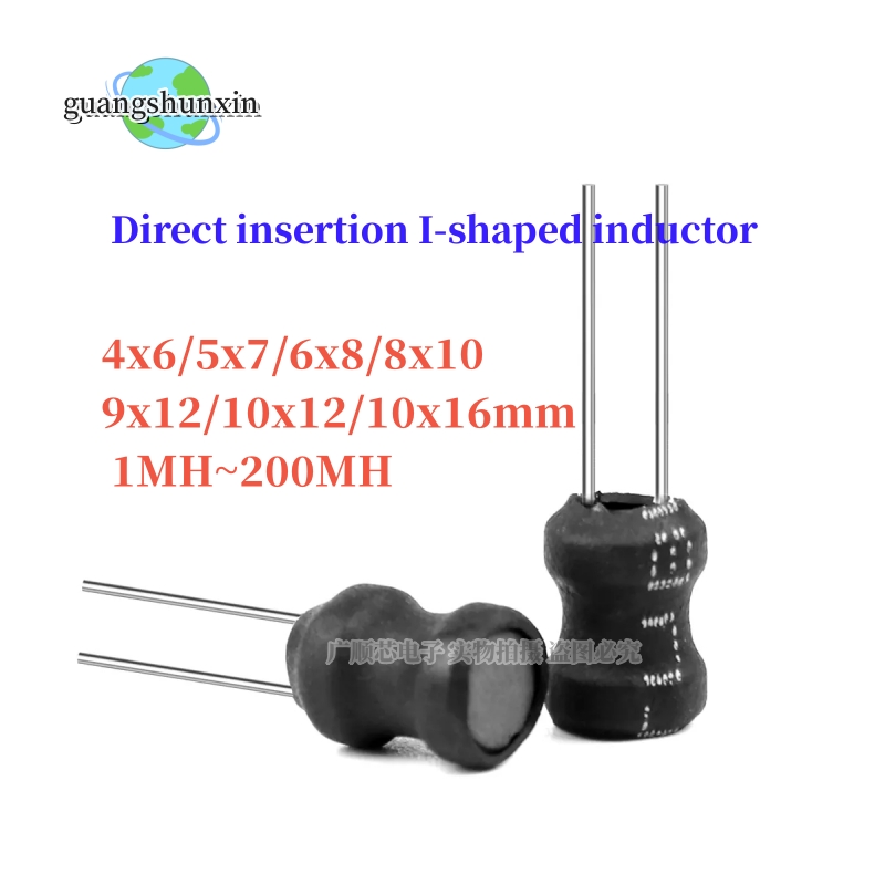 20 peças indutor de potência dip 4x 6/5x 7/6x 8/8x1 0/9x1 2/10x1 2/10x16mm 1mh ~ 200mh indutores em linha indutância em forma de i