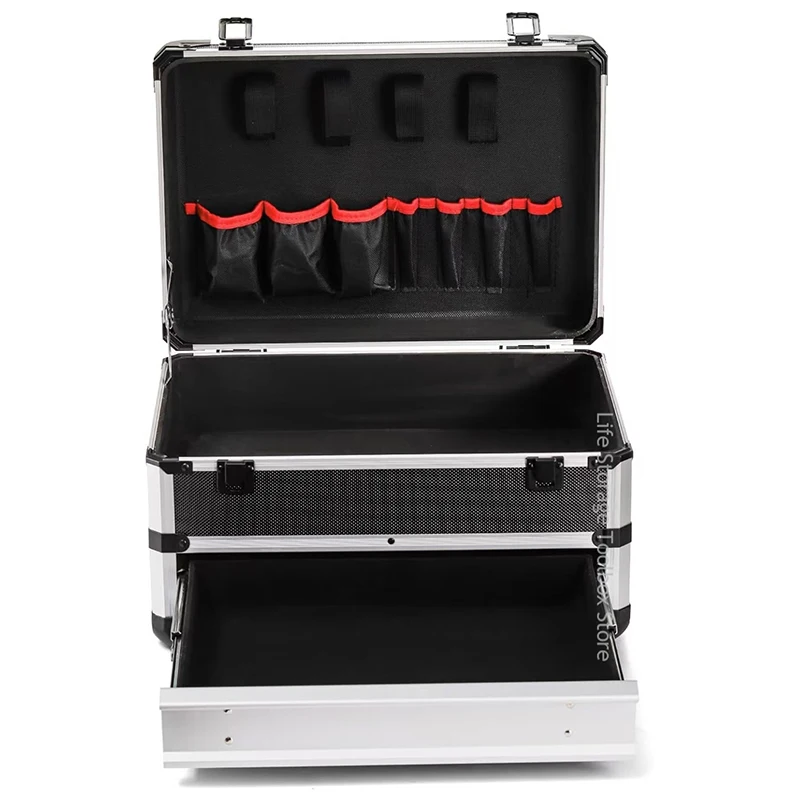Aluminum Carrying Case Tool box Drawer Type Tool Box Organizer Multifunctional Metal Tool Box Suitcase Electrician Suitcase