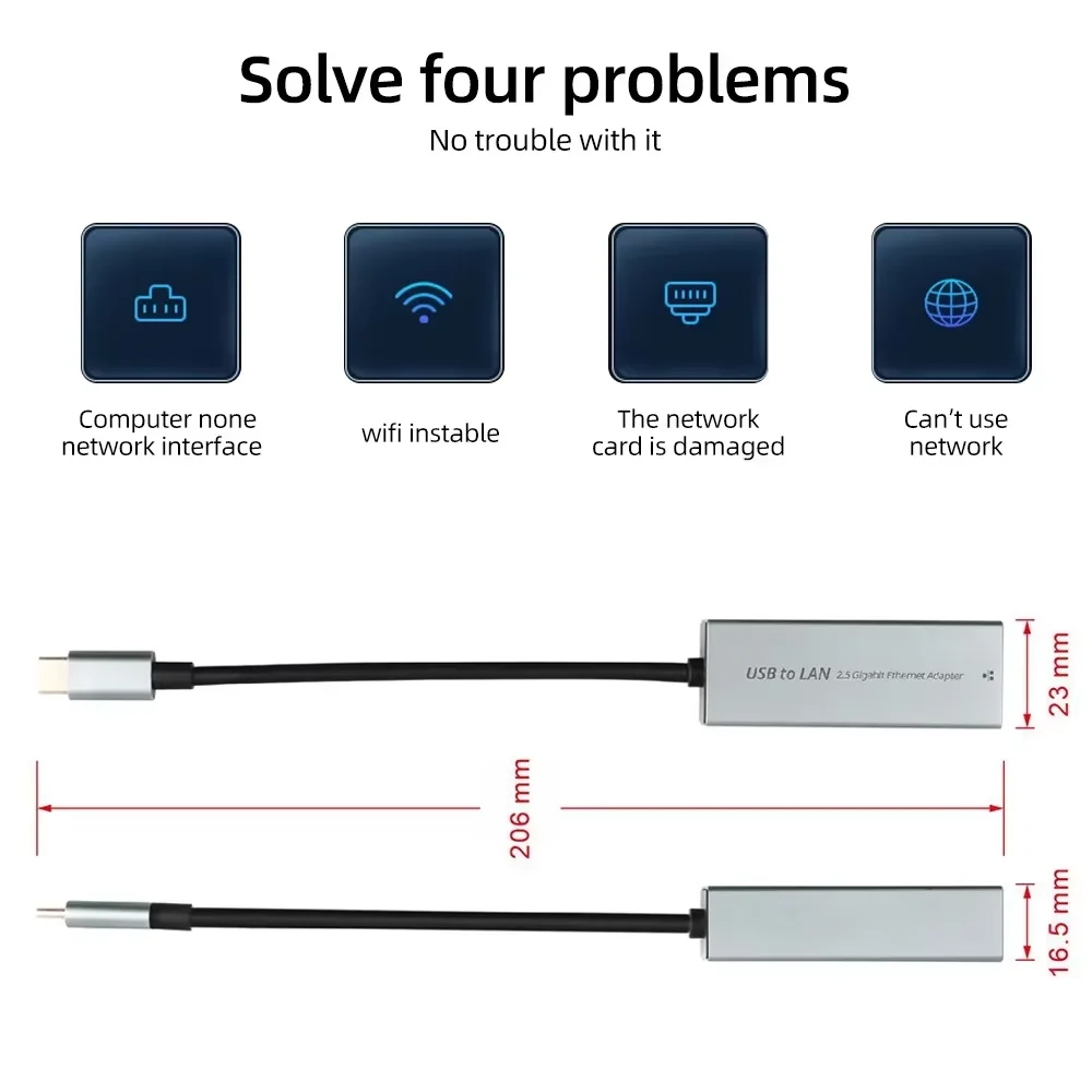 USB Ethernet-адаптер 2500 Мбит/с Сетевая карта 2.5G USB3.0 Thunderbolt 3 Lan Интернет-адаптер для портативных ПК Windows Mac OS USB-A/C