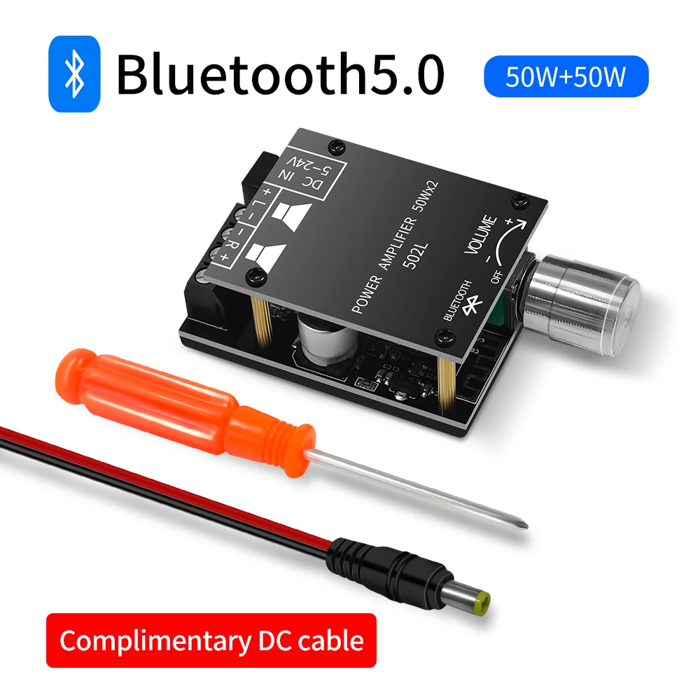 Placa amplificadora de áudio Bluetooth 5.0 ZK-502L |   Módulo de alto-falante DIY estéreo de canal duplo amplificador de potência digital 2x50W