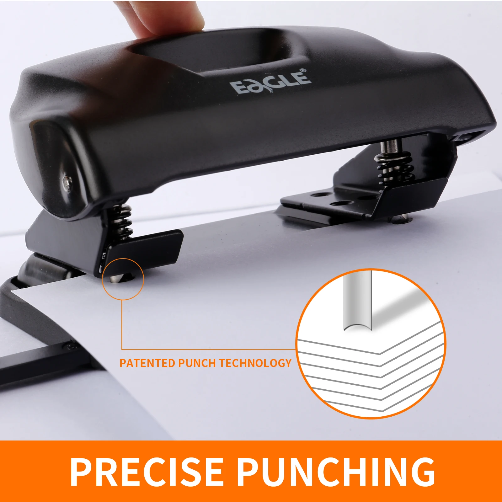 Eagle 2-hole Paper punch，25-sheet capacity，with residue Container，with gauge，Binding supplies for home, school and office