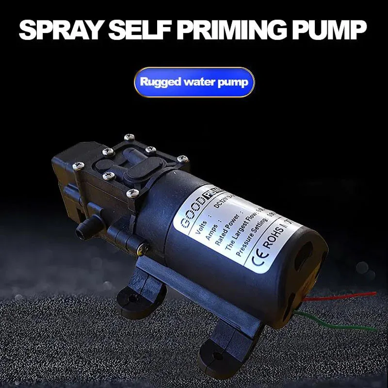 Bomba de água de diafragma de alta pressão, dc 12v 60w 120psi 5l/min micro bomba de água elétrica autoescorvante pulverizador de água lavagem de carro