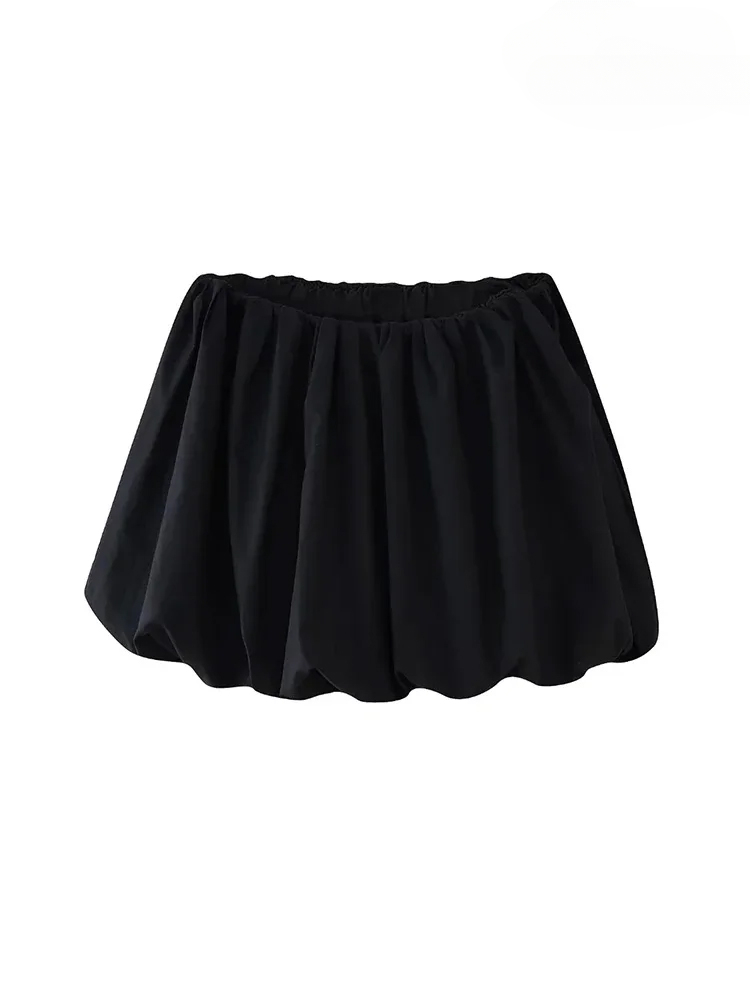 Minissaia balão feminina Mooyufon, cintura elástica média, bainha volumosa, saias femininas, moda