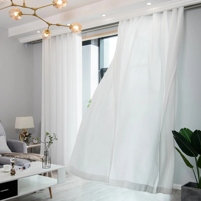 NORNE Chất Lượng Hàng Đầu Sang Trọng Voan Rắn Trắng Sheer Màn Cho Phòng Khách Phòng Ngủ Trang Trí Cửa Sổ Voan Voan Rèm