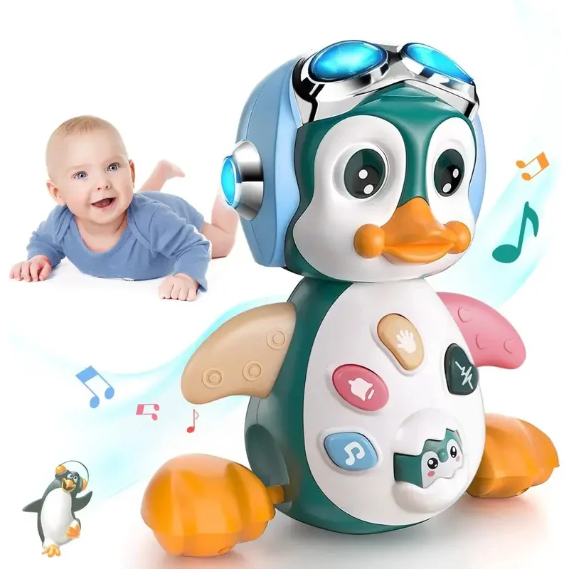 Interactive Walking Penguin Toy, Dancing Musical Baby Toy with LED Lights, Encourages Crawling Learning for Toddlers Infant Kids