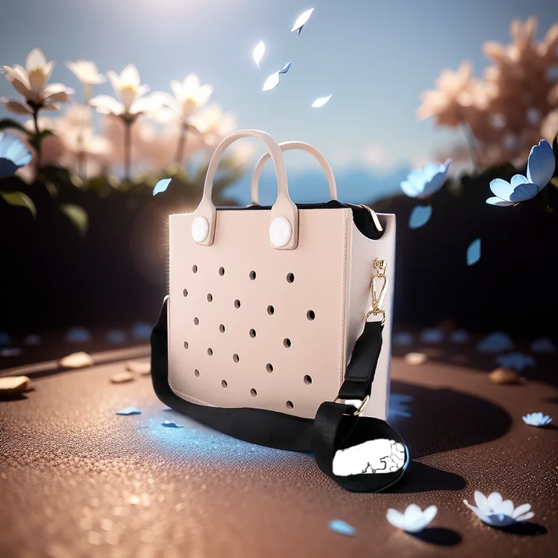 Sacola de borracha colorida para mulheres, bolsa de praia, bolsa de ombro, bolsas de compras, encantos, rosa, estilo verão, ajuste, moda