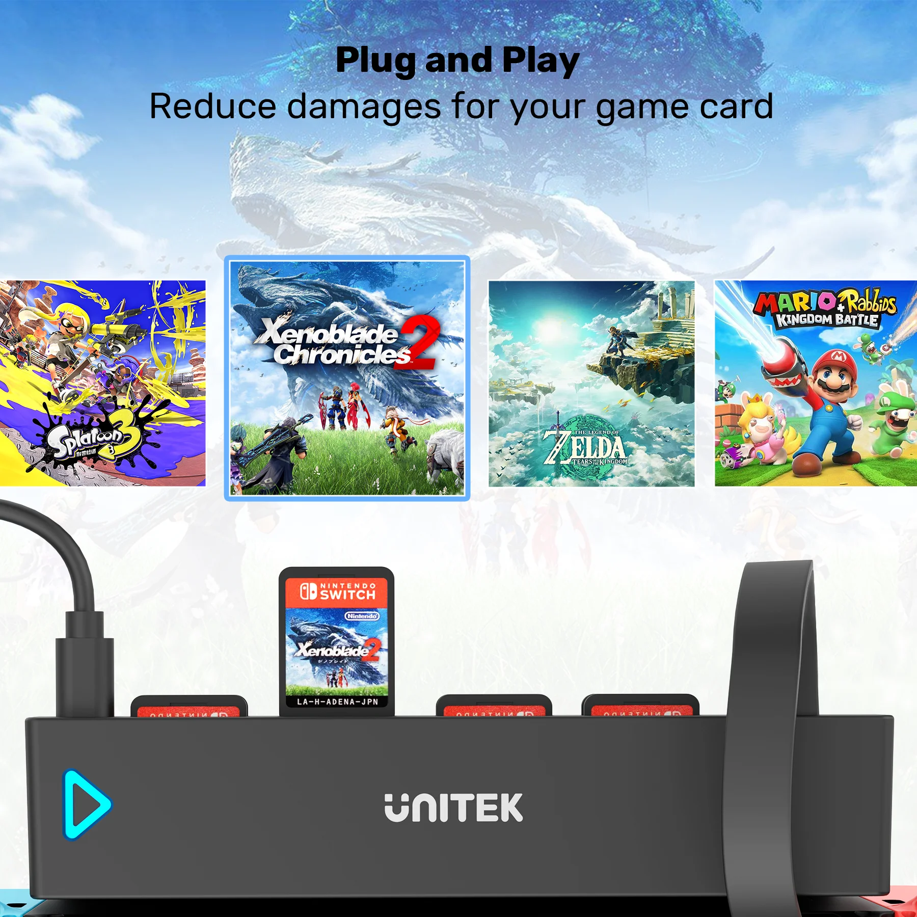Conmutador de juegos OLED para Nintendo Switch, lector de tarjetas multijuegos de conmutación rápida de una tecla, Control inalámbrico de 5M, accesorios NS