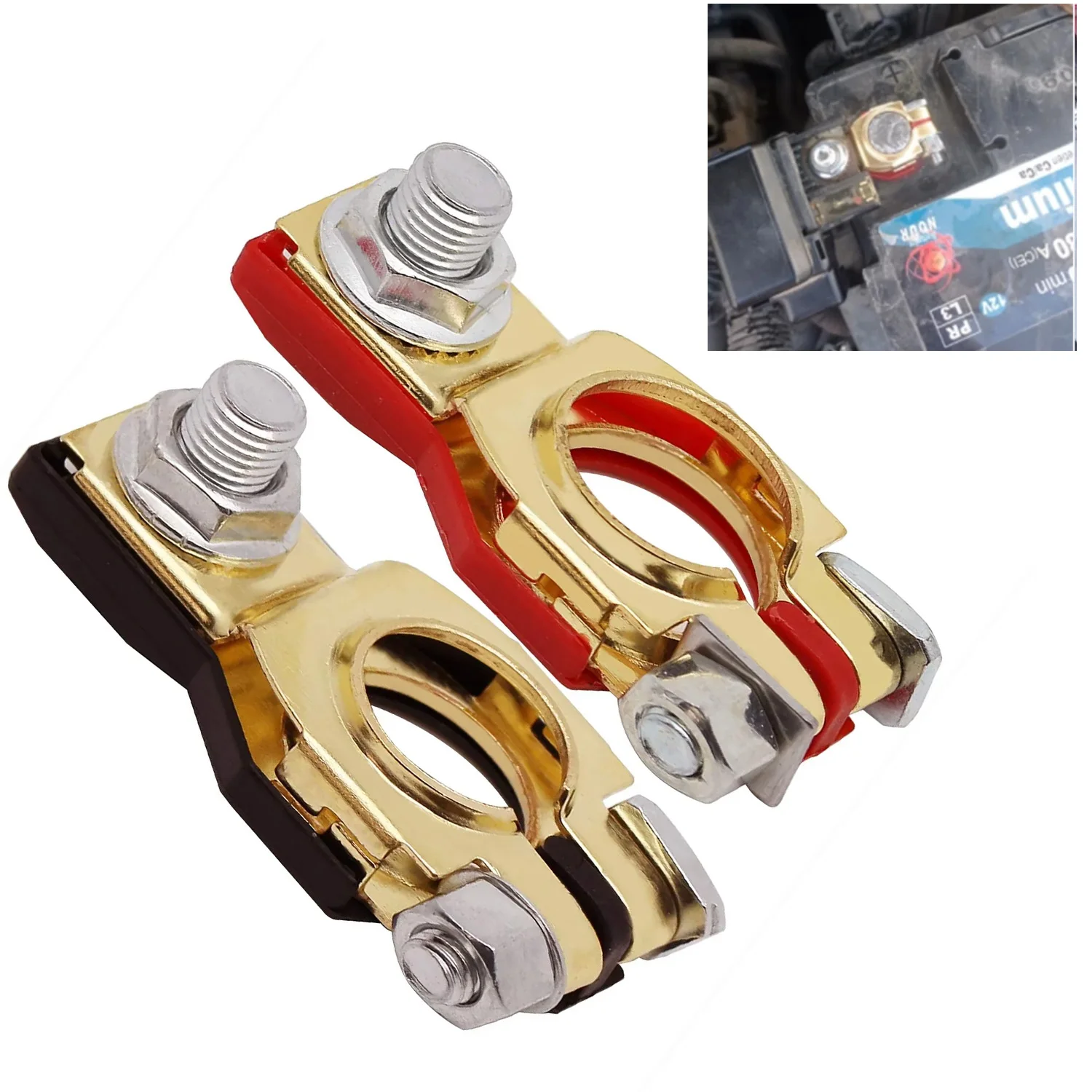 2pc Automotive Batterie Terminal Draht Kabel Klemme Schnell Release Stecker Auto Caravan Boot Zubehör 12V 24V positive + Negative