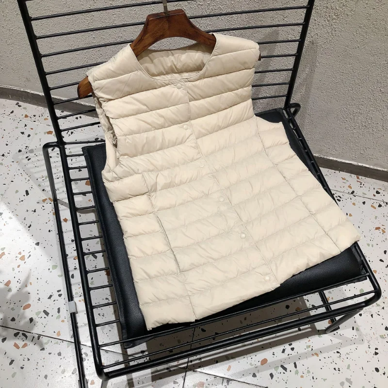 2025 novas mulheres sem mangas jaqueta puffer primavera inverno feminino 90% pato branco para baixo ultra leve empacotável quente forro colete