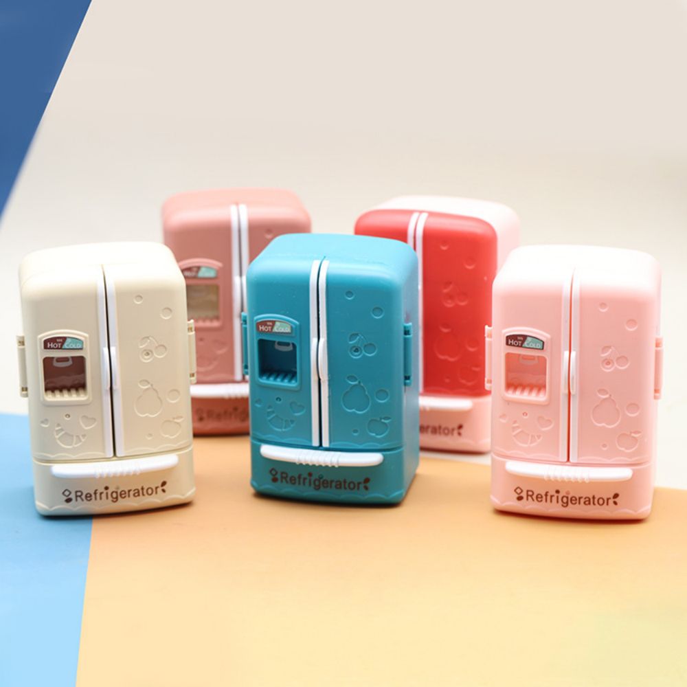 かわいいシミュレーションマイクロフィルム家具両開き冷蔵庫 1:12 ドールハウスキッチンモデルの装飾女の子の誕生日プレゼント