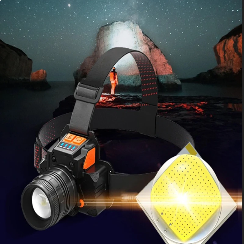 Superheller LED-Scheinwerfer, Angelscheinwerfer, tragbare Taschenlampe, ZOOM-Sensor, wiederaufladbar, für den Außenbereich, wasserdicht, für Camping, Jagd, 20 W