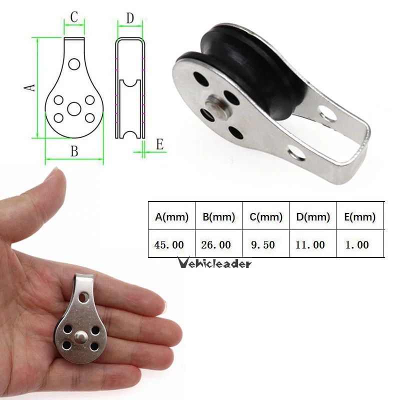 Bloques de polea individual de acero inoxidable 316, polea extraíble de nailon para línea de lavado, accesorios para velero, 2/4/6/10 Uds.