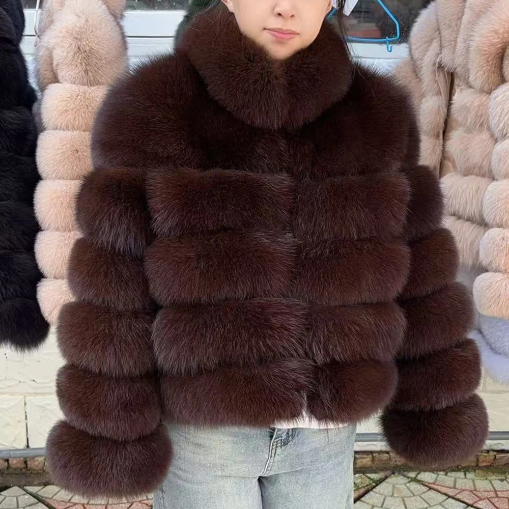 Queentina inverno novo casaco de pele de raposa real frio feminino com gola especialmente casaco de couro feminino natural plus size 2023 luxo
