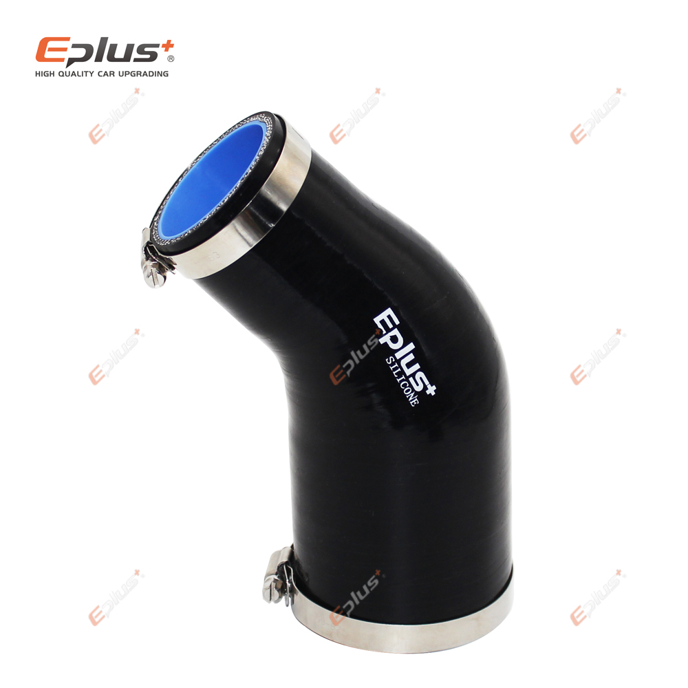 Manguera de tubo de silicona Universal EPLUS, conector grande a pequeño de 45 grados, acoplador de tubo de entrada Turbo Intercooler para coche, negro, varios tamaños