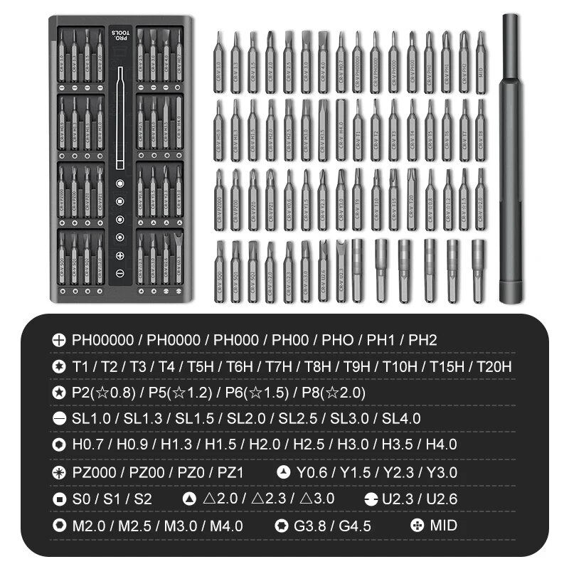 Jeu de tournevis de précision 63 en 1, Kit d'outils de réparation manuels à domicile, forets Phillips magnétiques pour iPhone Xiaomi caméra lunettes montre