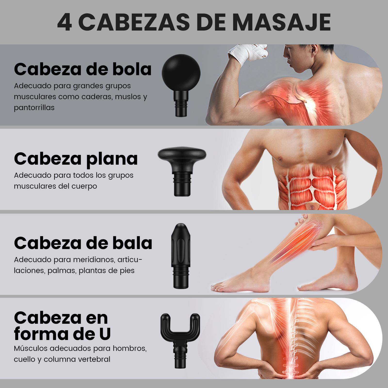 Sejoy-masajeador de tejido con pistola de Fascia portátil, Mini masaje corporal ligero con pantalla táctil LED, 4 cabezales de masaje reemplazables