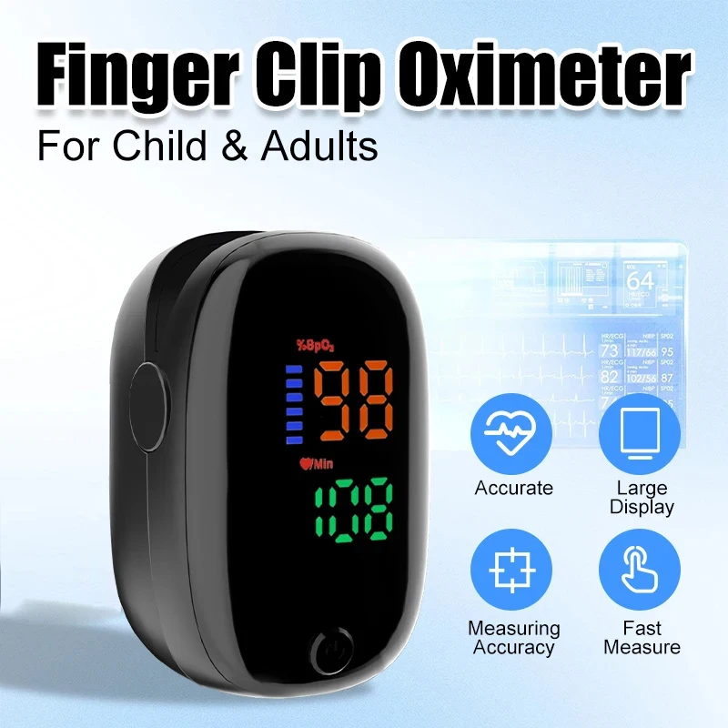 Oximeter Digital Finger Pulse Oximeter LED Screen Finger Clip SPO2 PR Heart Rate Monitor Blood Oxygen Saturation Monitor