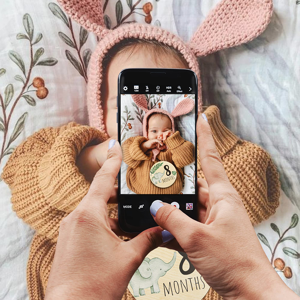 Adereços para fotografia de recém-nascidos, 7 peças, cartões mensais de madeira, presentes para chá de bebê, meninos e meninas, acessórios fotográficos