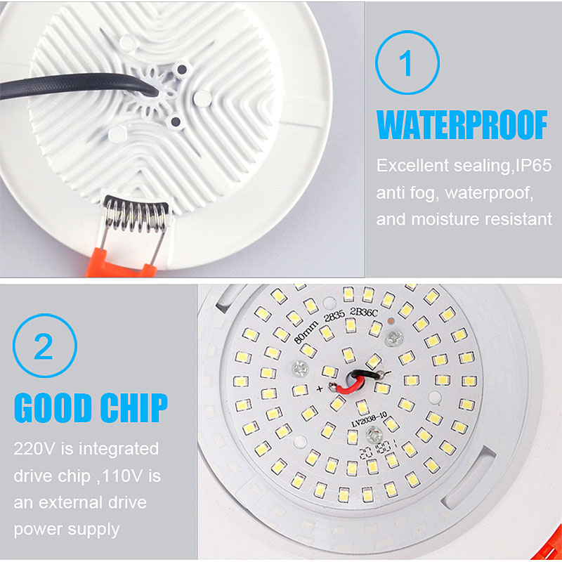 Luz empotrada LED IP65 impermeable regulable 9W 12W 15W 7W para baño 220V 12V cocina inodoro aleros lámpara de techo foco blanco