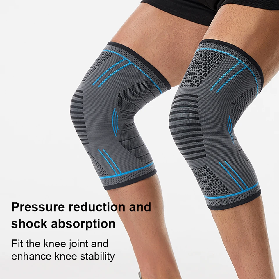 1Pcs 탄성 무릎 패드 실리콘 미끄럼 방지 니트 통기성 나일론 스포츠 피트니스 Kneepads 농구 배구 야외 스포츠