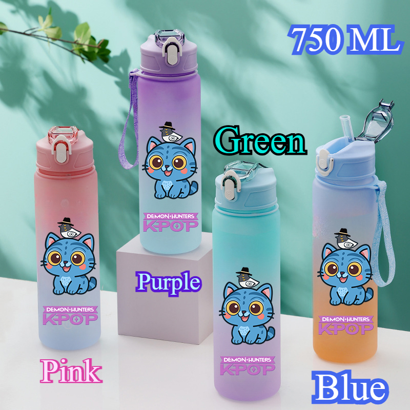 750 ml Kpop Demon Hunters Wasserflasche K Pop Warriors HUNTRX Rumi Mira Zoey K-Pop Trinkbecher Saja Boy Tassen Huntrix Gourde Wraps