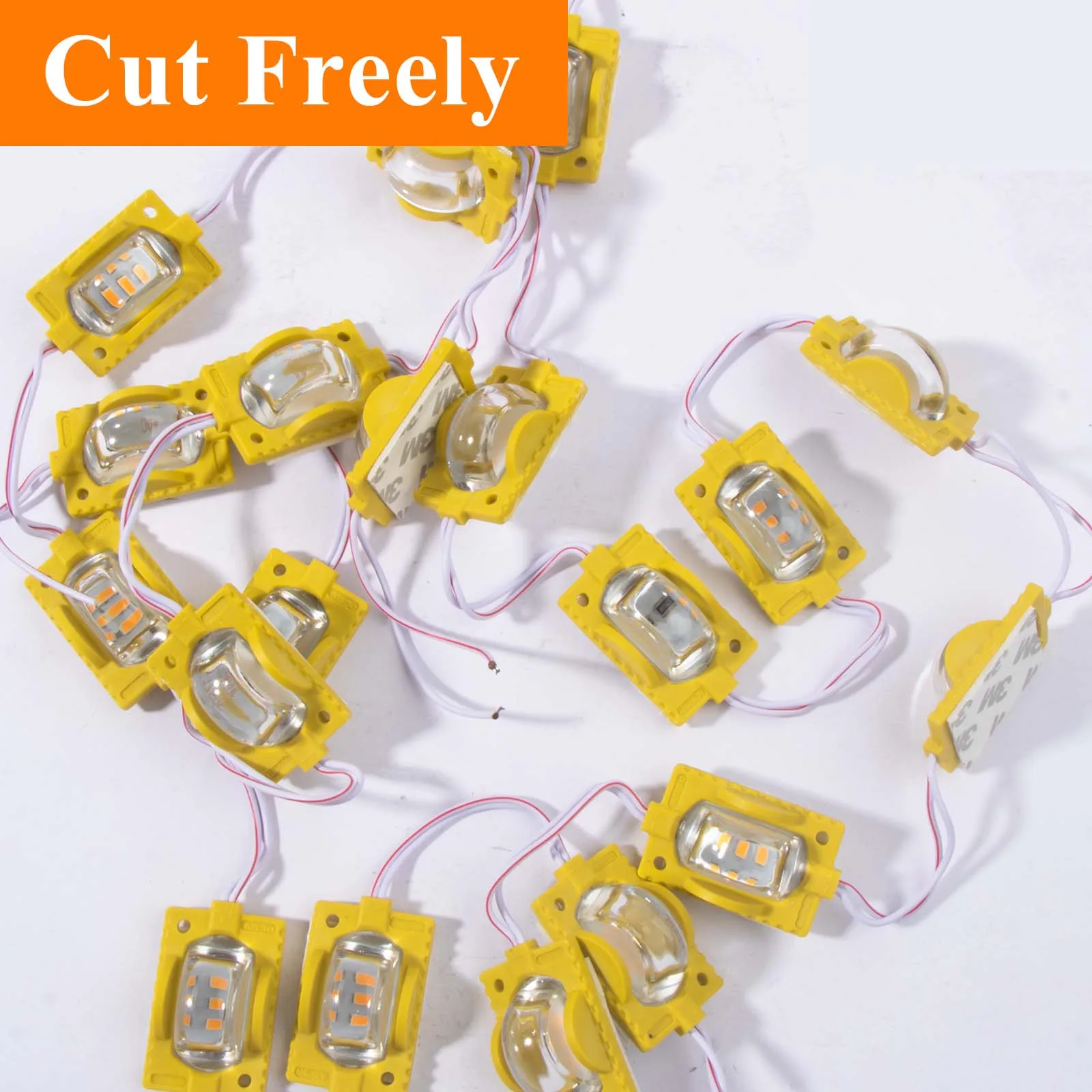 20pcs COB LED Módulo Sinal de luz DC 12V à prova d'água para iluminação publicitária de vitrine com fita adesiva