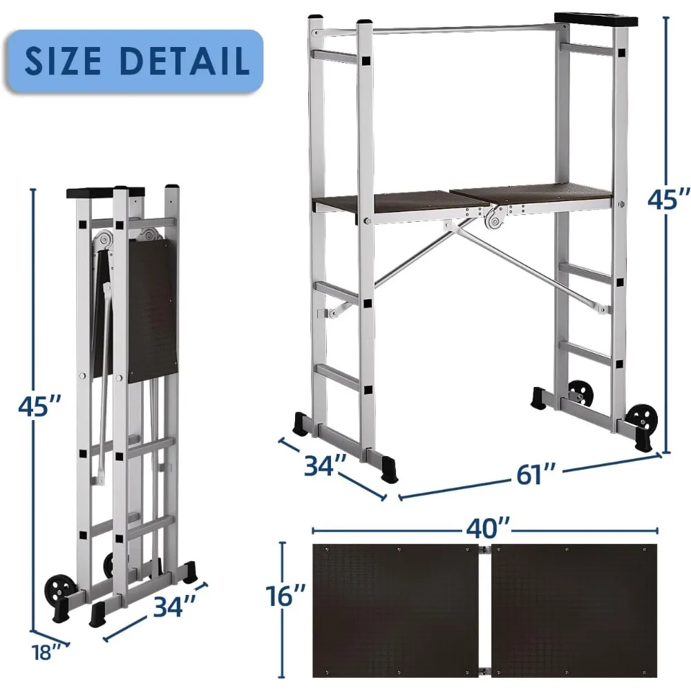 Foldable Aluminum Scaffolding, Portable Scaffolding Ladder,Scaffolding Work Platform, Scaffold Tower,Ladder Stool Work Bench