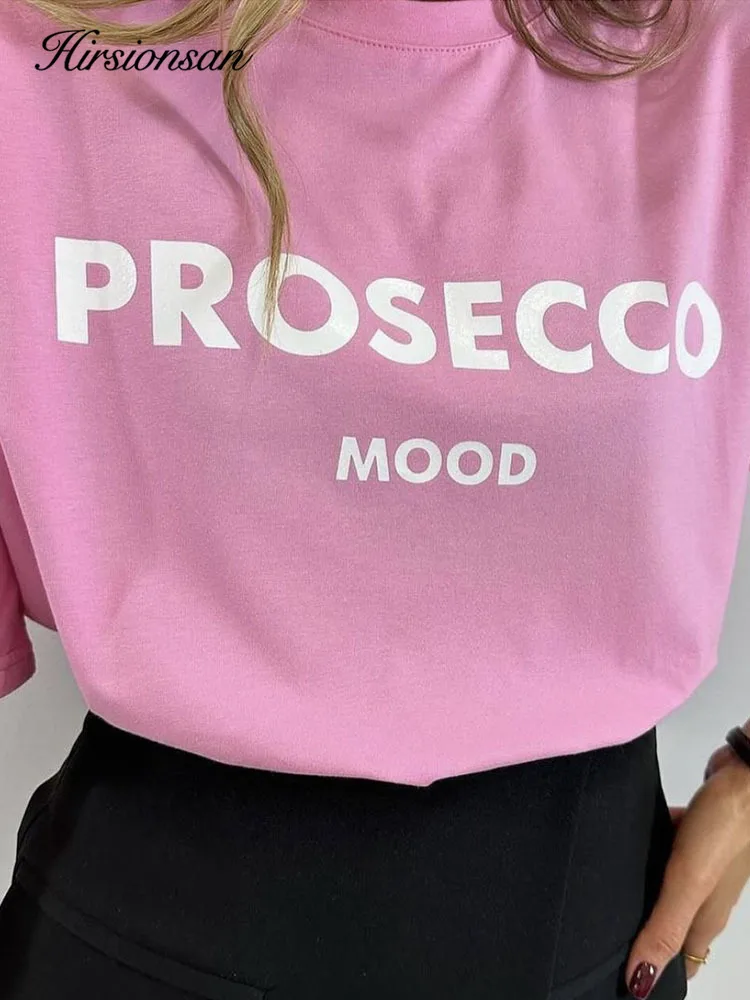 Hirsionsan 綿 100% レタープリント Tシャツ女性 2024 夏の新ベーシックヴィンテージ Tシャツカジュアルルーズシックな O ネック女性カップルトップス