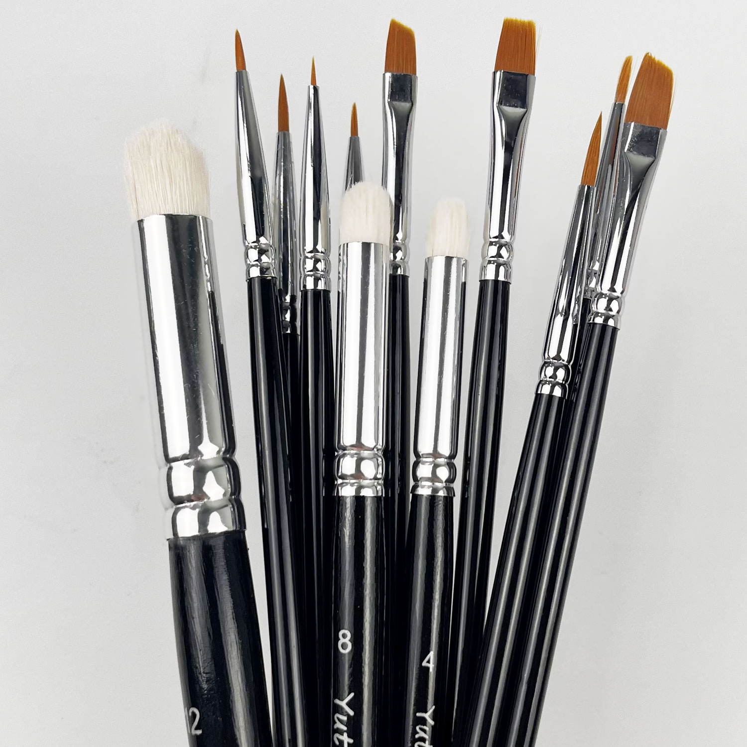 Set di pennelli, pennelli con manico in legno per dettagli fini per pittura artistica in miniatura, acrilico, acquerello - Micro dettagli e pennello asciutto