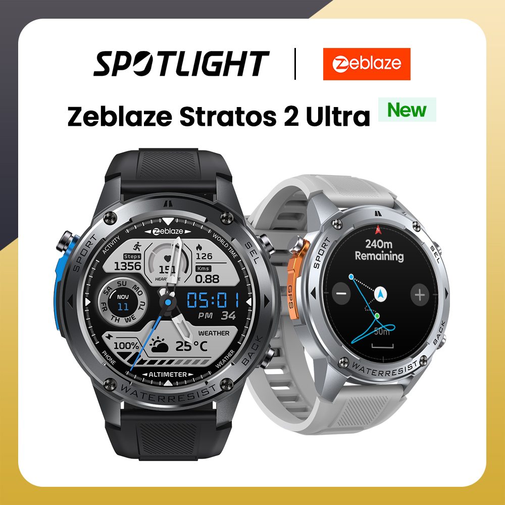Nowy inteligentny zegarek Zeblaze Stratos 2 Ultra GPS Wbudowany dwuzakresowy kompas GNSS Wysokościomierz barometryczny 10 ATM Inteligentny zegarek do rozmów głosowych