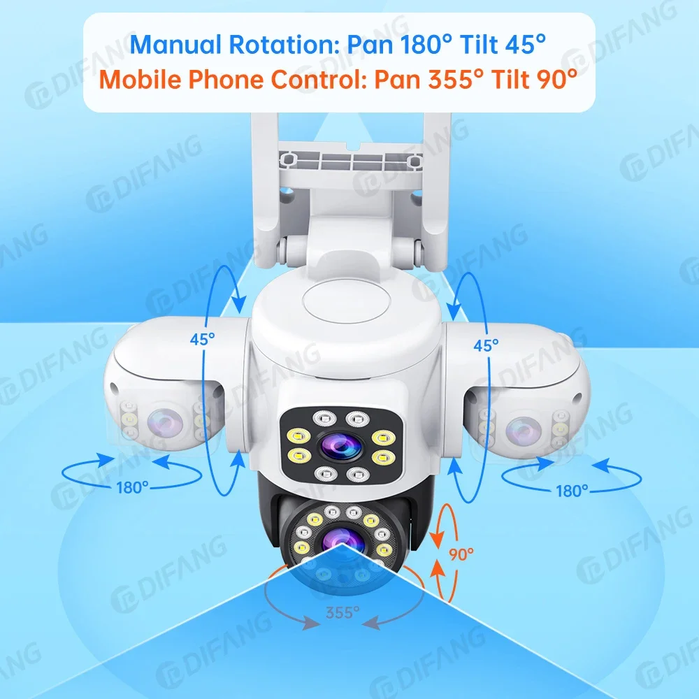 Cámara IP WiFi UHD de 6K y 12MP para exteriores, tres pantallas, tres lentes, tipo humano, detección AI, seguimiento automático, aplicación Securit Yoosee, IP CCTV