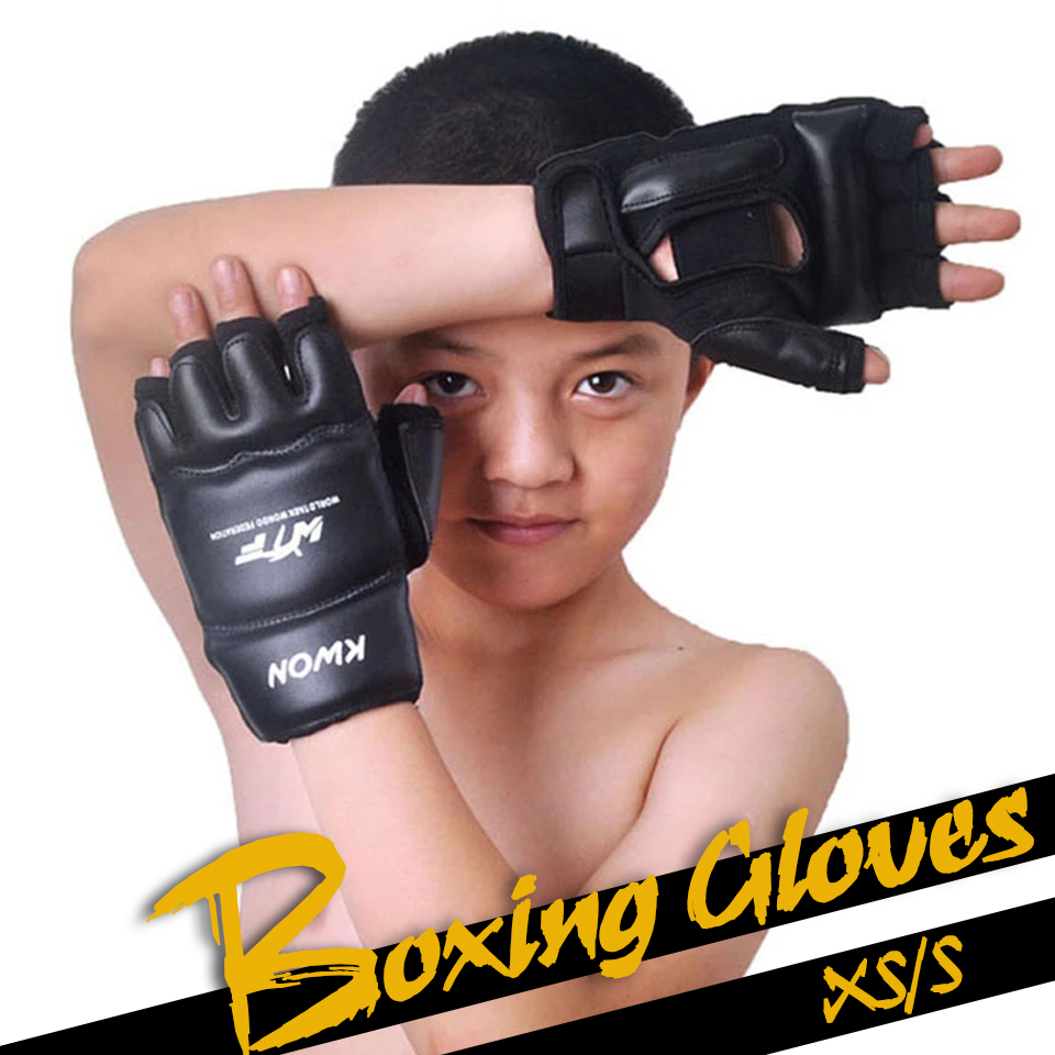 GOBYGO Nửa Ngón Tay Trẻ Em Bao Cát Tập Đấm Bốc Da PU Thể Dục Sparring Taekwondo Găng Tay Chiến Đấu Bảo Vệ Tay
