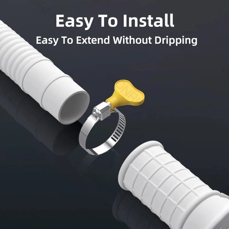 Universal Air Conditioning Drainage Hose Dehumidifier Drain Hose Lengthen 15-20 mm Cuttable Corrugated Drainpipe（White）