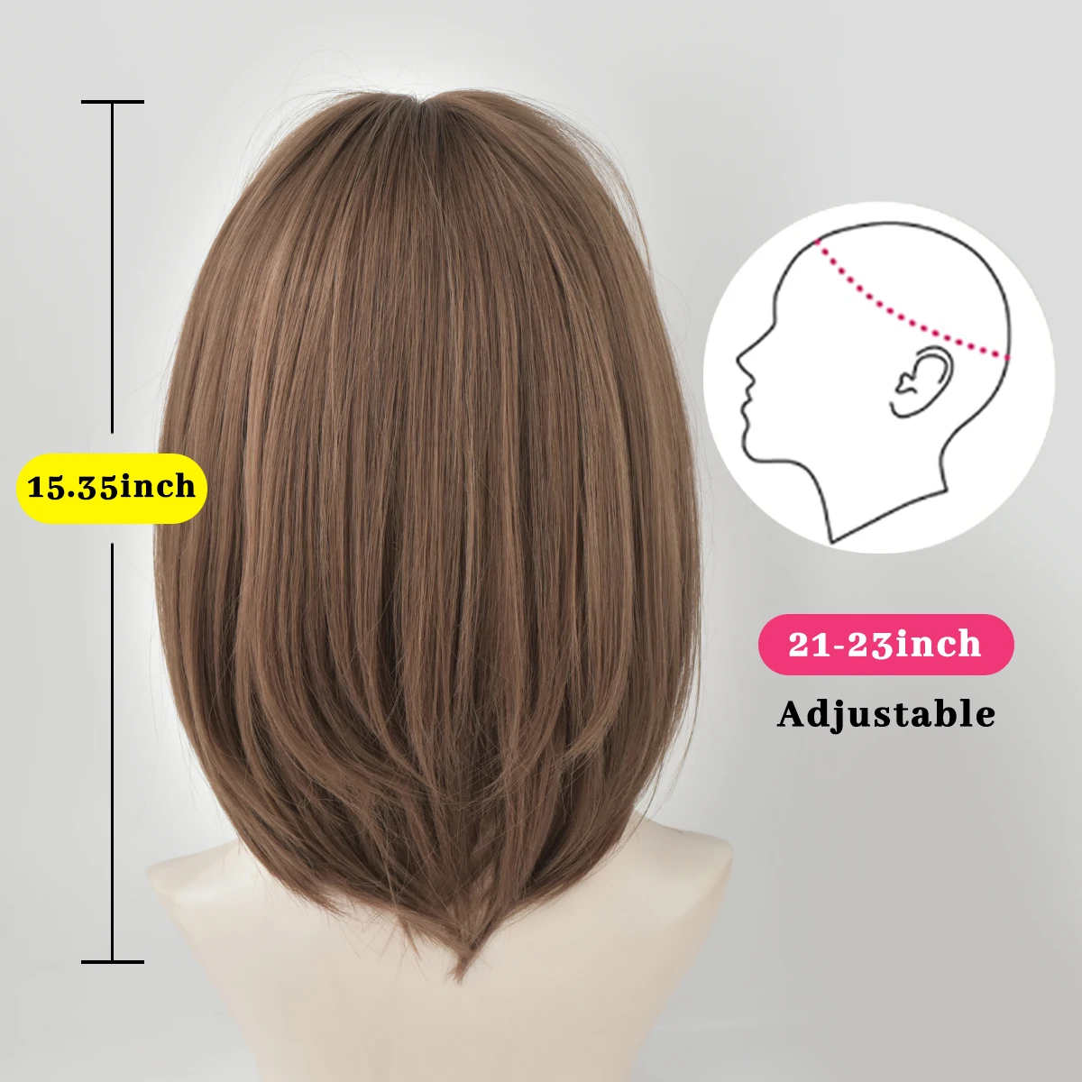 Pelucas sintéticas cortas y rectas con fecha diaria para mujer, pelucas Bob de Color lino con flequillo, pelo falso resistente al calor para fiesta de Cosplay