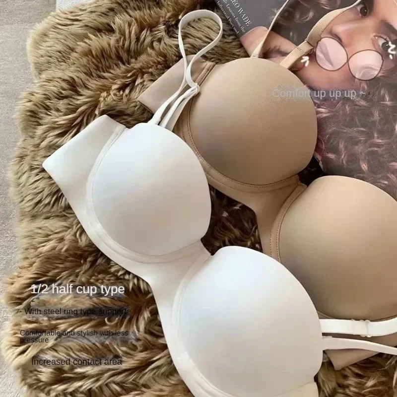 หญิงสาว 1/2 ถ้วย Underwire เซ็กซี่ Bra ชุดชั้นในยุโรปและสไตล์อเมริกัน Push-Up Smooth Seamless Bra