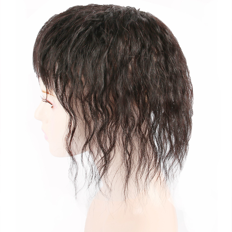 Echt haar Krullend haarstukje Natuurlijke kleur/donkerbruin Geschikt voor haaruitval en zeldzaam volume Dames haarstuk 8x12cm 12x12cm