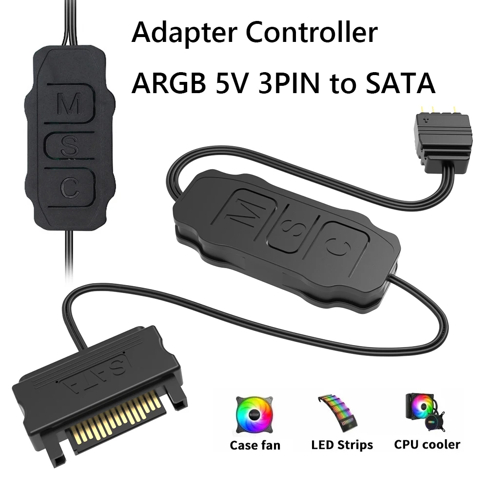 5V 3PIN ARGB Controller ARGB 5V 3PIN Zu SATA Interface Verlängerung Kabel RGB Sync Controller Kabel für PC Gehäuse Fan