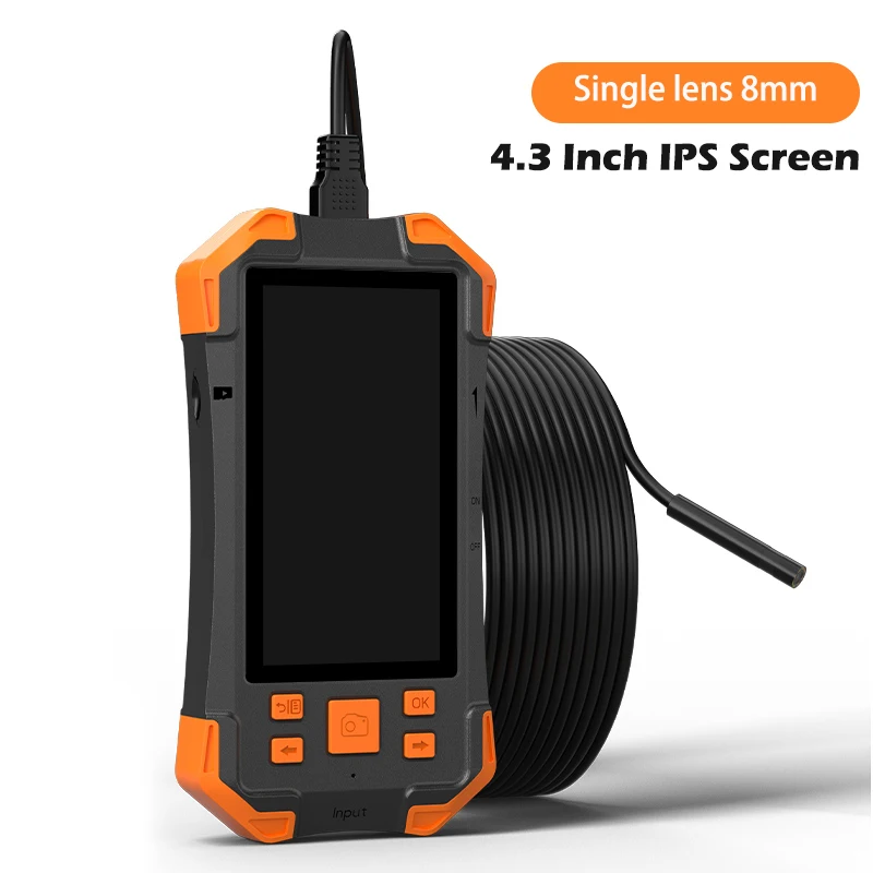 Kamera endoskopowa przemysłowa 4,3 cala 1080P, obiektyw 8 mm, 8 diod LED, IP68, WP, boroskop do kanalizacji, motoryzacji, motocykli, instalacji hydraulicznych.