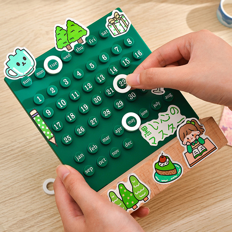 Ins Creative Time Perd'interface ual Table Calendar, Manual Acrylic Desk Calendario, Home Decoration, 3 Ring, Date Record Gift Set