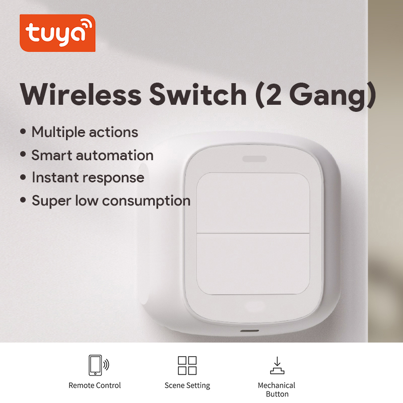 Mới Tuya WiFi/ZigBee 2 Băng Đảng Không Dây 6 Cảnh Công Tắc Nút Nhấn Điều Khiển Chạy Bằng Pin Tự Động Hóa Kịch Bản Cho Tuya các Thiết Bị