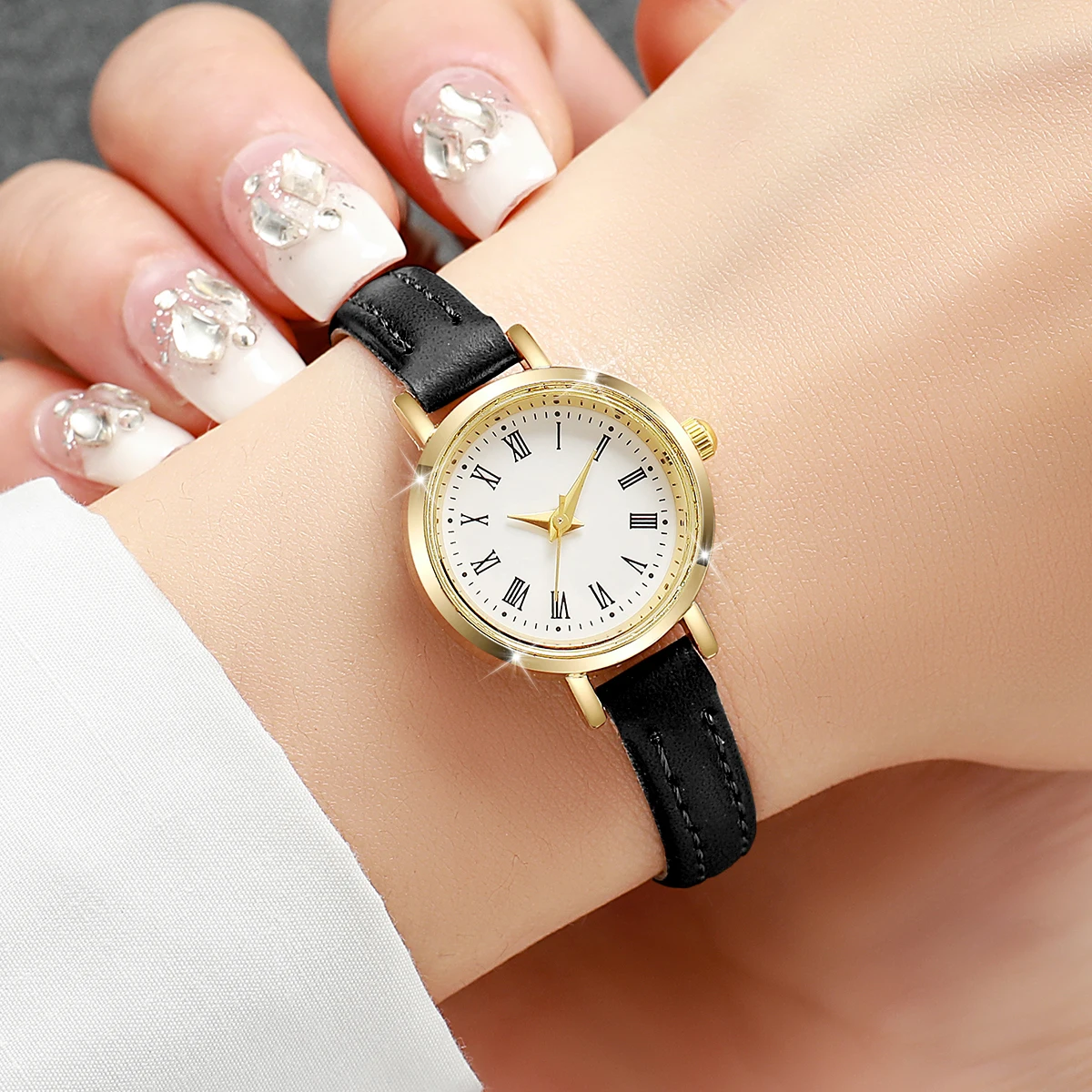 Relógios femininos moda pequena roma dial senhoras pulseira de couro relógio de quartzo reloj mujer meninas relógio presente