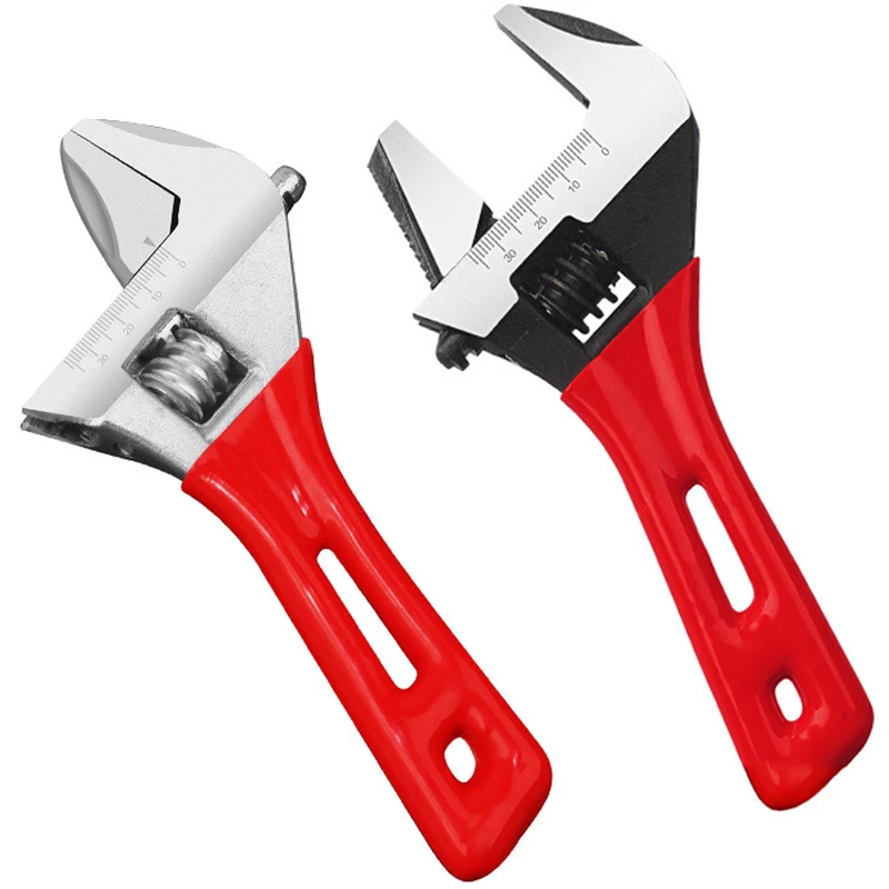 Llave de mango corto, rueda de trinquete de apertura grande, llave de baño ajustable para mantener la tubería del baño, tuerca de tornillo