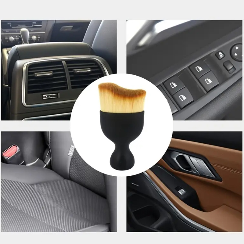 Brocha de maquillaje, herramienta de belleza multifuncional, brocha curva para polvo de coche, cabezal ondulado, cerdas para base
