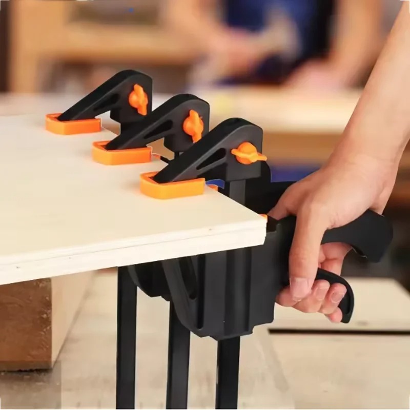 2PCS Woodworking Work Bar 4 Inch Clamp Clip Set Hard Quick Ratchet Release Clip DIY Carpentry Hand Tool Woodworking Clamp