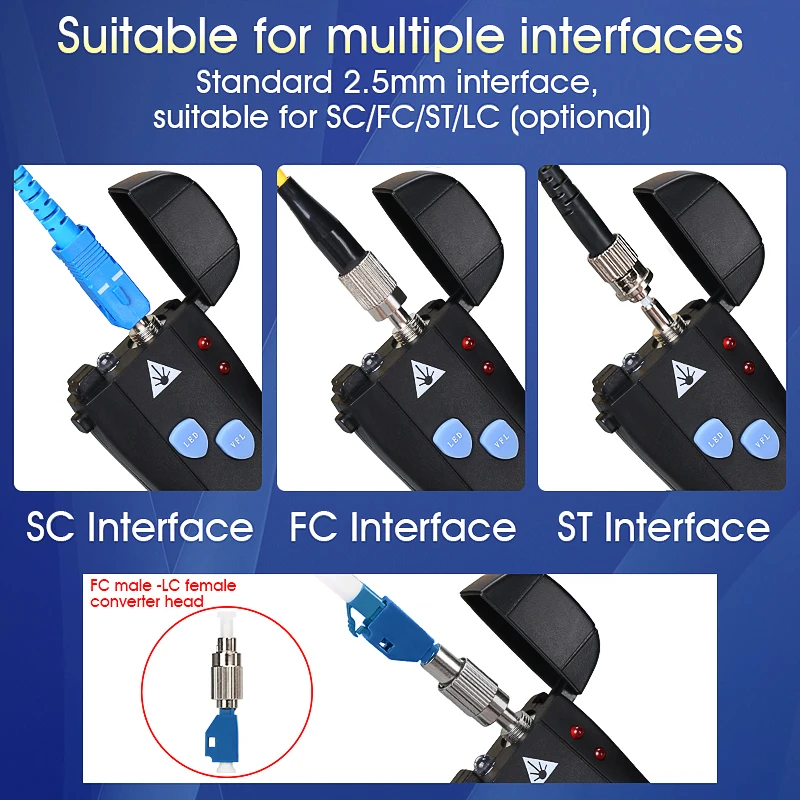 COMPTYCO FTTH Mini Visual Fault Locator 1/10/20/30/50mW VFL เครื่องทดสอบสายเคเบิลไฟเบอร์ออปติก SC/FC/ST 2.5 มม.
