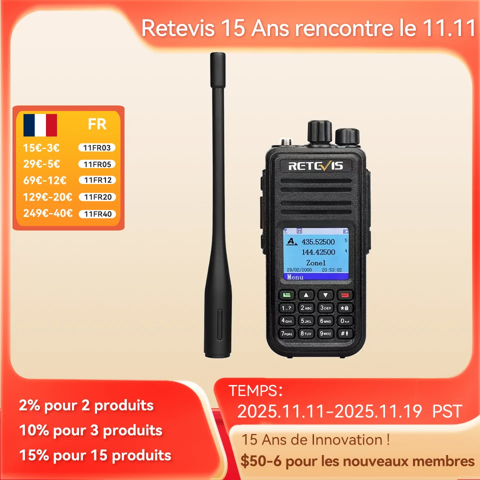 Retevis RT3S DMR talkie walkie longue portée talkie-walkie dmr radio amateurs vhf uhf radio ricetrasmittente ham radio survie AES256 VFO GPS APRS numérique walkie talkie for camping chasse