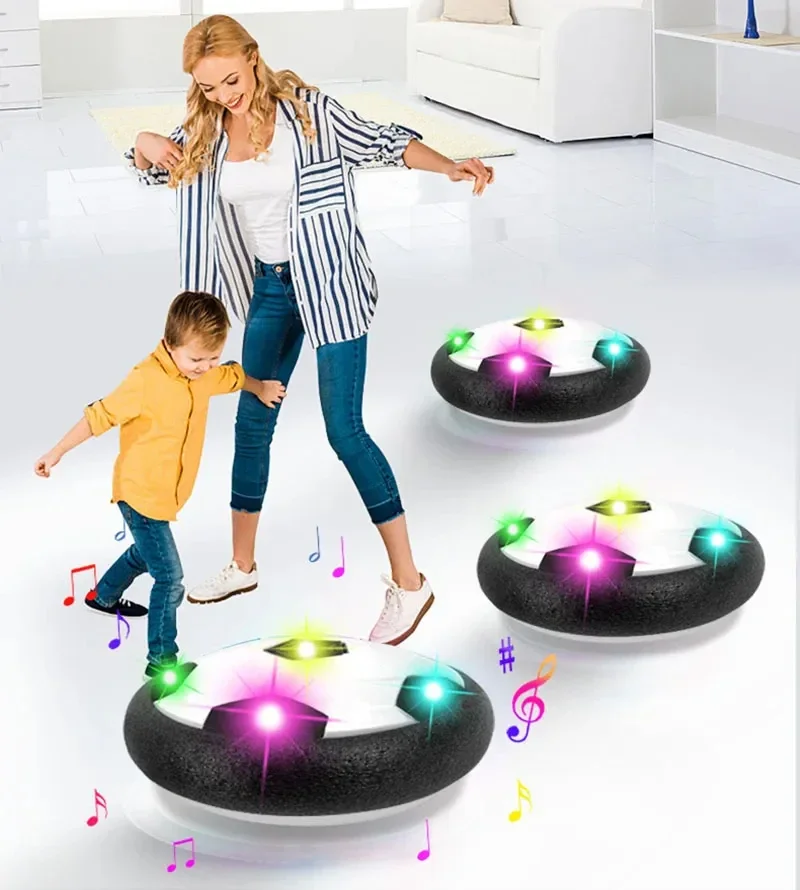 ของเล่นฟุตบอลฟองสบู่ LED สำหรับเด็ก เกมอินเทอร์แอคทีฟพร้อมเสียงเพลงและไฟ ลอยได้ เล่นในร่ม สไลเดอร์เคลื่อนที่ ฟุตบอลแบบแบน สำหรับเด็ก เป็นของขวัญ