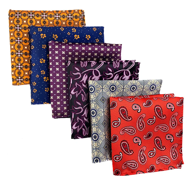 Thiết Kế Mới Lụa Hanky Đỏ & Đen Họa Tiết Paisley Nam Thời Trang Họa Tiết Hoa Chấm Túi Vuông Khăn Tay Nam Phù Hợp Với Costome Khăn Tay